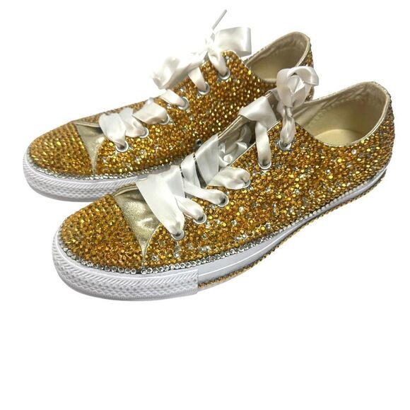 NEW! Converse Chucks Custom Bling Low Top Sneakers Women's Sz. 10 - Picture 1 of 14